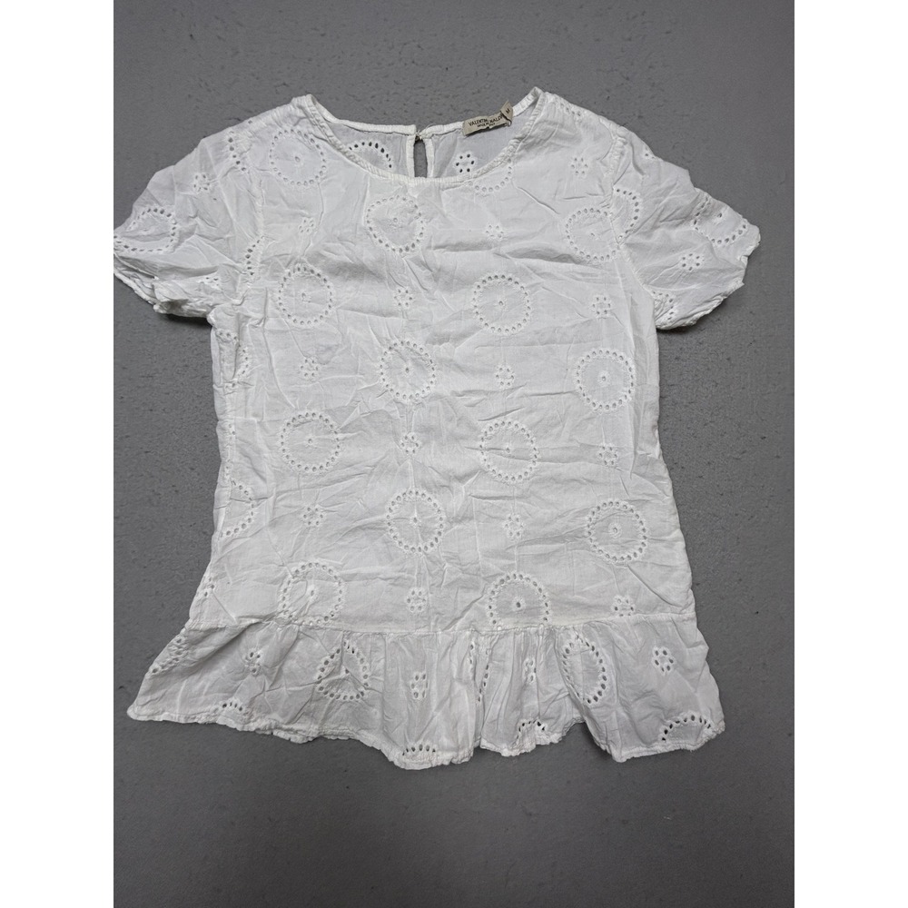 Valentina Naldi Top 100% Cotton Eyelet White Size Medium Womens